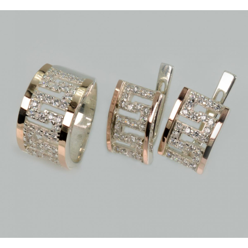 Серебряный набор с золотыми пластинами