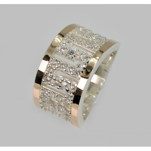 Серебряное кольцо с золотыми вставками.