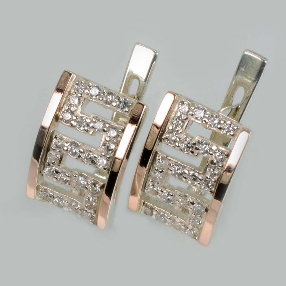 Серебряные серьги с накладками золота (020с)