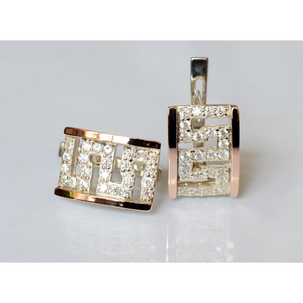 Серебряные серьги с накладками золота (020с)