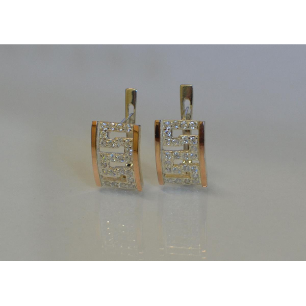 Серебряные серьги с накладками золота (020с)