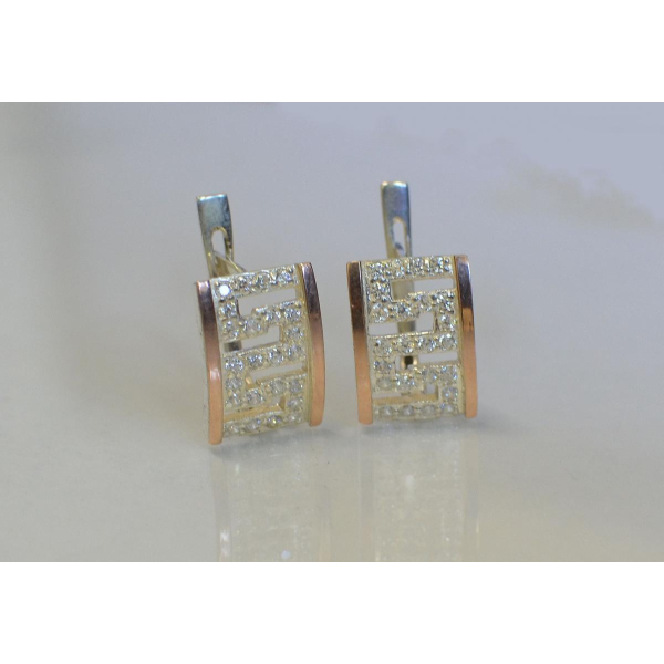 Серебряные серьги с накладками золота (020с)