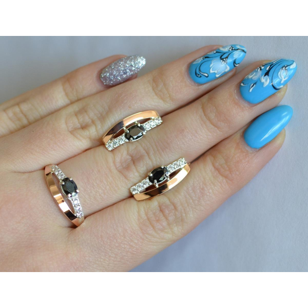 Серебряный набор с  золотыми вставками (021)