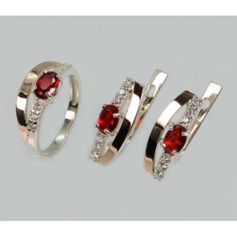 Серебряный набор с  золотыми вставками