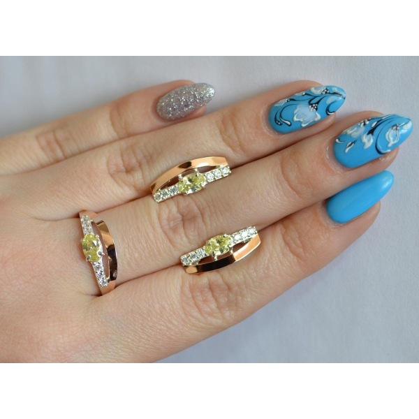 Серебряный набор с  золотыми вставками (021)