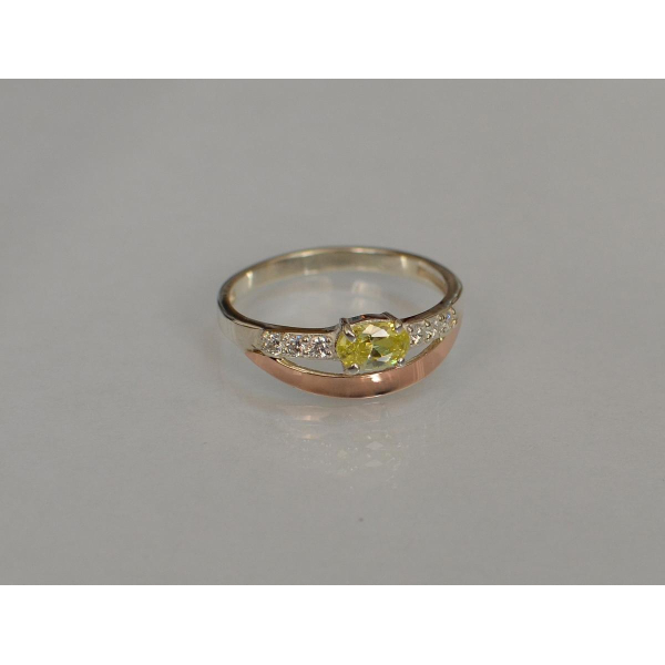 Серебряное кольцо с  накладками из золота (021к)