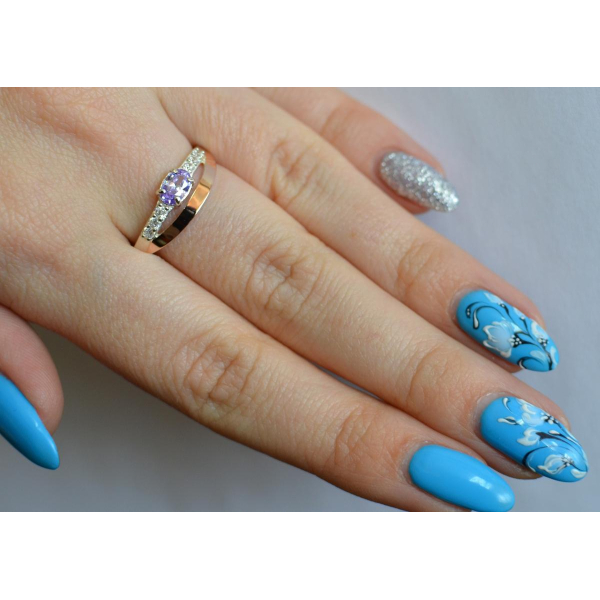 Серебряное кольцо с  накладками из золота (021к)