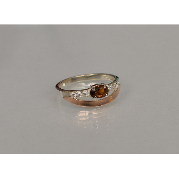 Серебряное кольцо с  накладками из золота (021к)