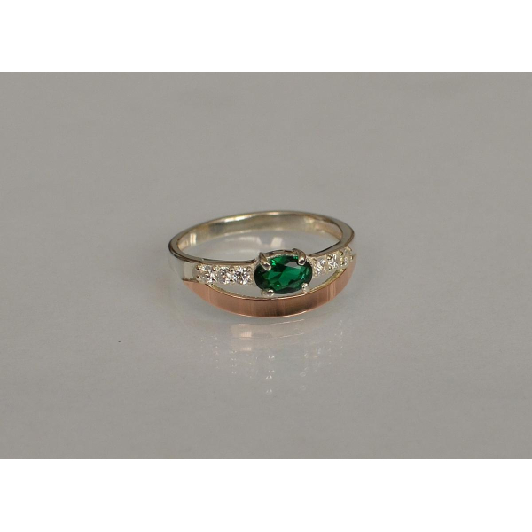 Серебряное кольцо с  накладками из золота (021к)