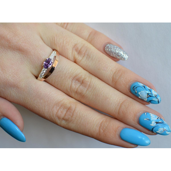 Серебряное кольцо с  накладками из золота (021к)