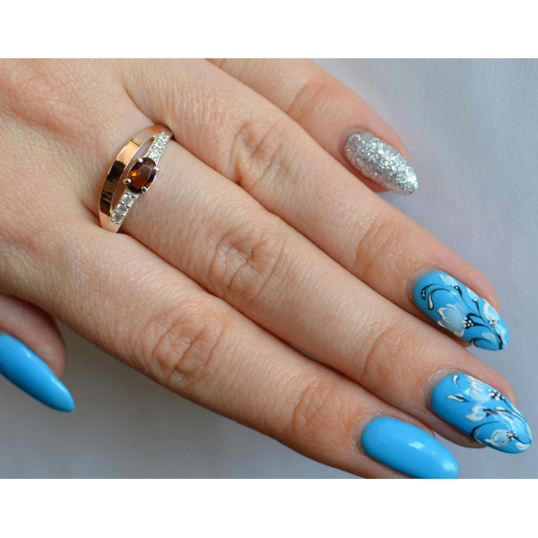 Серебряное кольцо с  накладками из золота (021к)