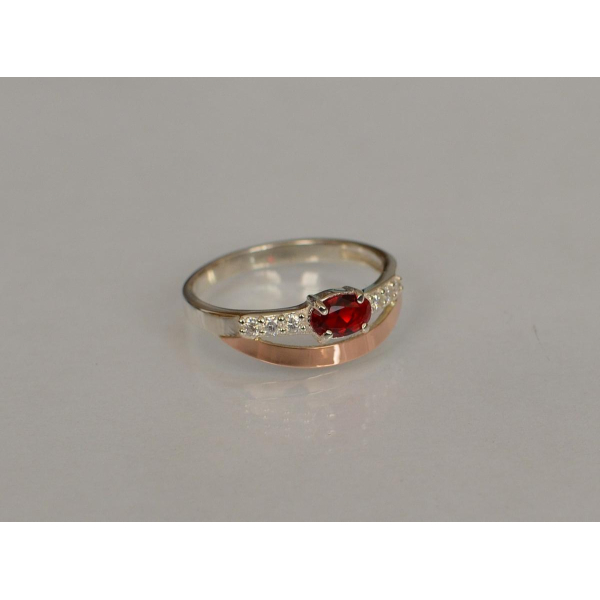 Серебряное кольцо с  накладками из золота (021к)