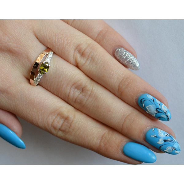 Серебряное кольцо с  накладками из золота (021к)