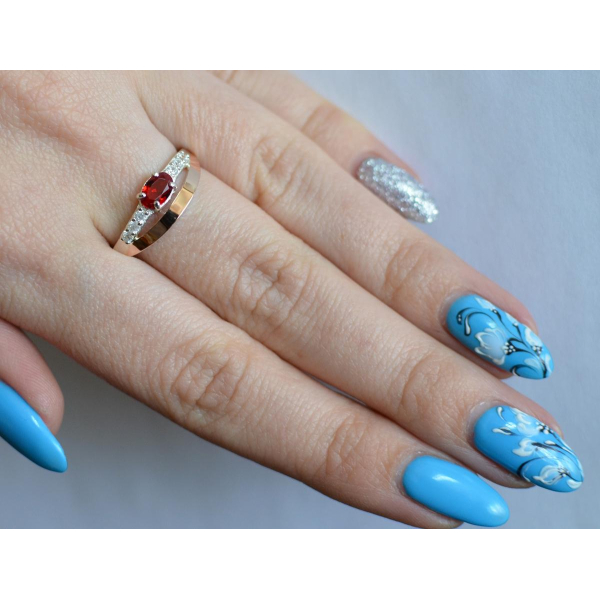 Серебряное кольцо с  накладками из золота (021к)