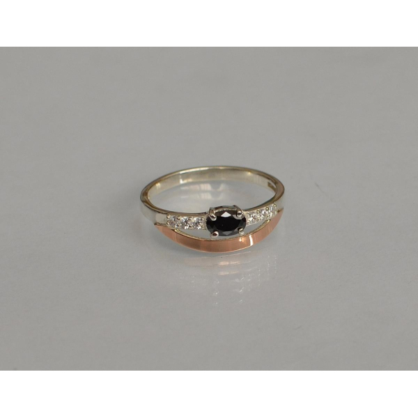 Серебряное кольцо с  накладками из золота (021к)