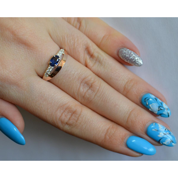 Серебряное кольцо с  накладками из золота (021к)