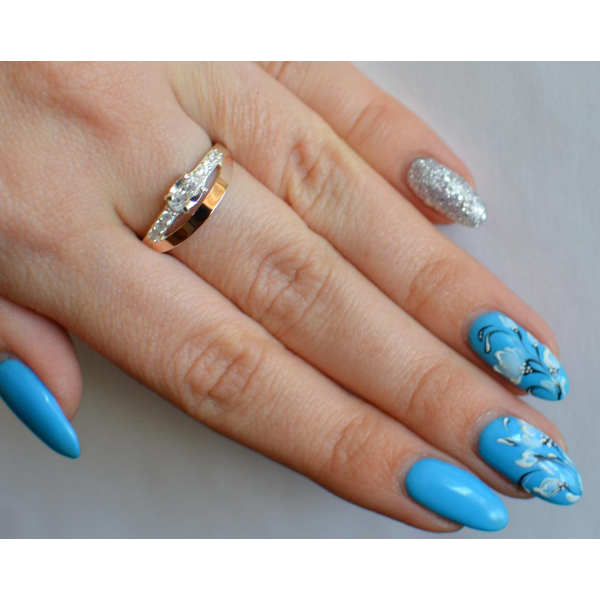 Серебряное кольцо с  накладками из золота (021к)