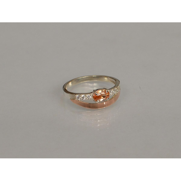 Серебряное кольцо с  накладками из золота (021к)