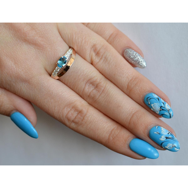 Серебряное кольцо с  накладками из золота (021к)