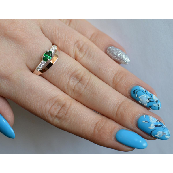 Серебряное кольцо с  накладками из золота (021к)