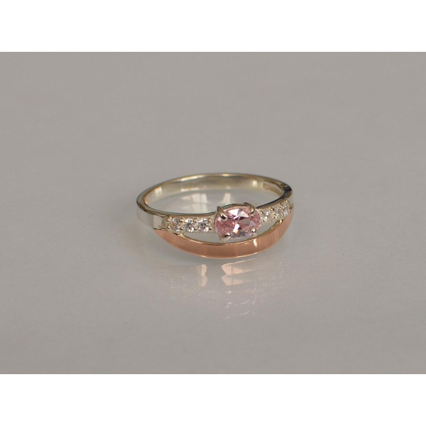 Серебряное кольцо с  накладками из золота (021к)