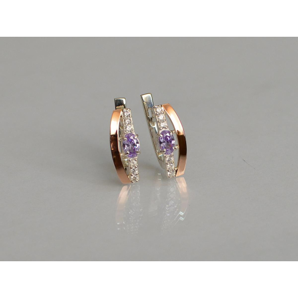 Серебряные серьги с золотыми накладками (021с)