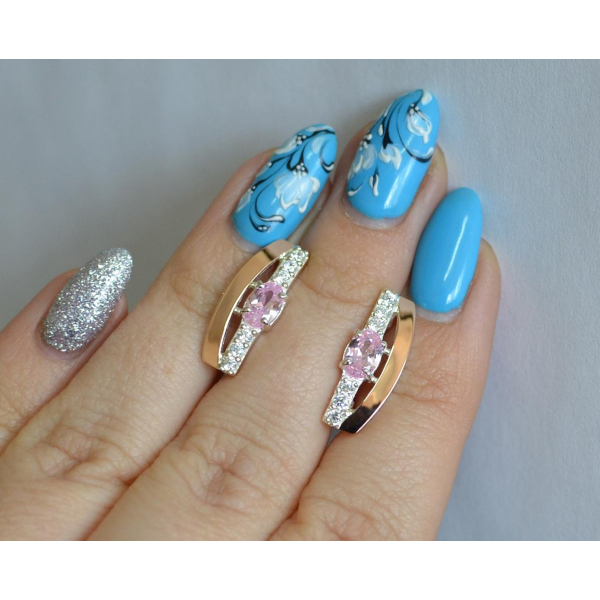 Серебряные серьги с золотыми накладками (021с)