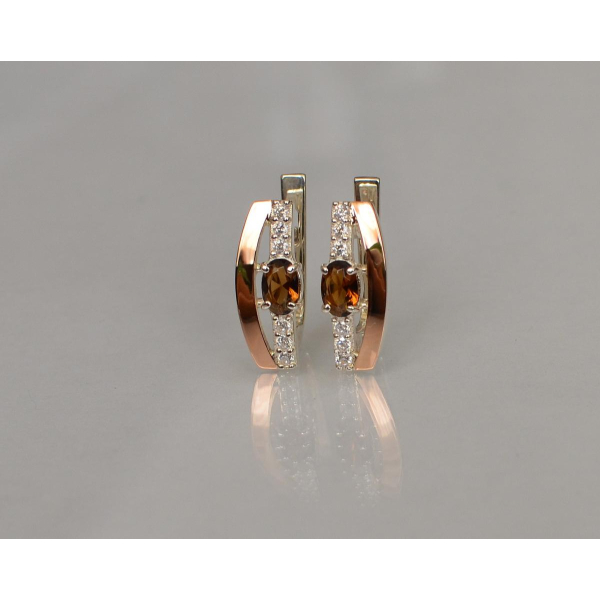 Серебряные серьги с золотыми накладками (021с)