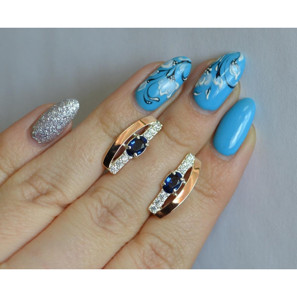 Серебряные серьги с золотыми накладками (021с)