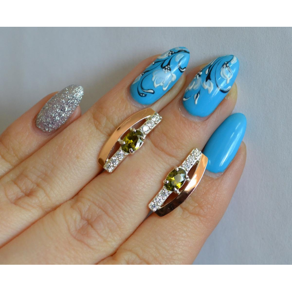 Серебряные серьги с золотыми накладками (021с)