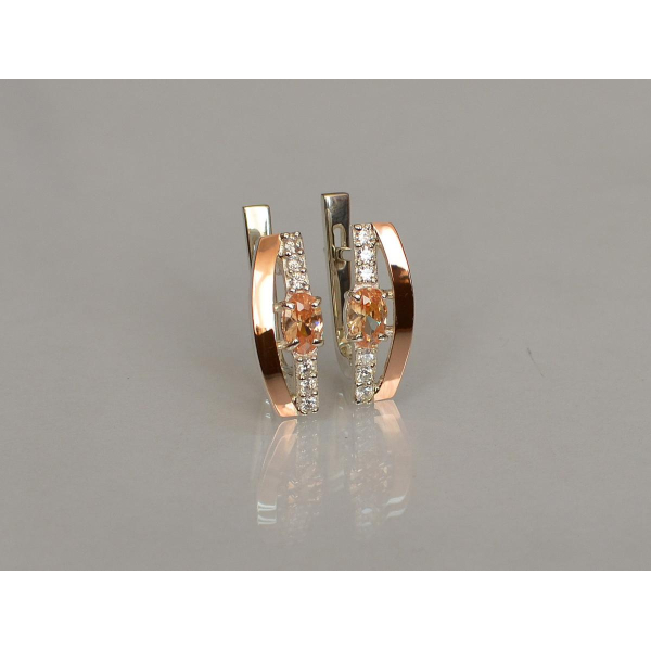 Серебряные серьги с золотыми накладками (021с)