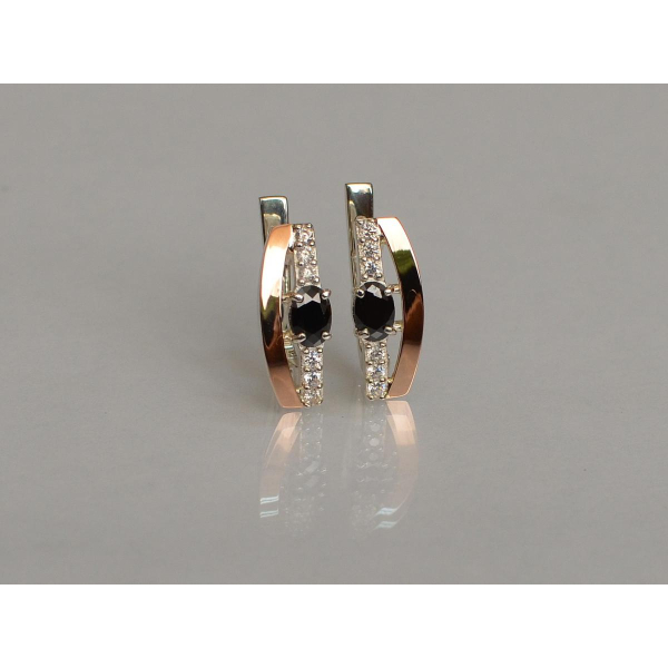 Серебряные серьги с золотыми накладками (021с)