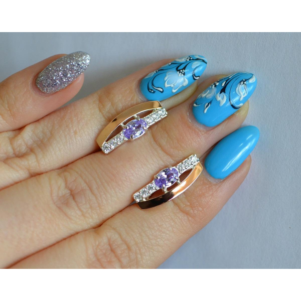 Серебряные серьги с золотыми накладками (021с)