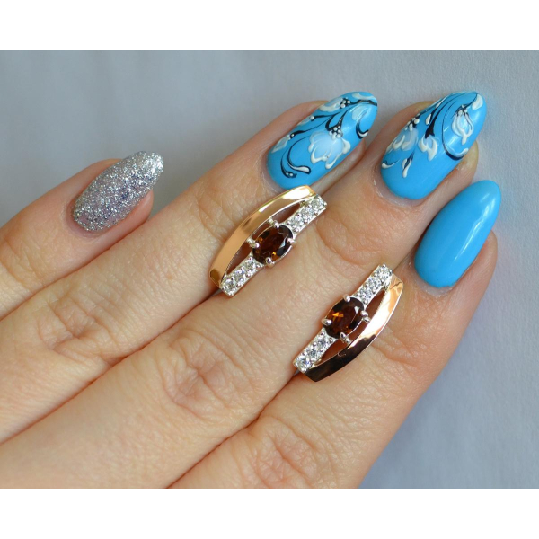 Серебряные серьги с золотыми накладками (021с)