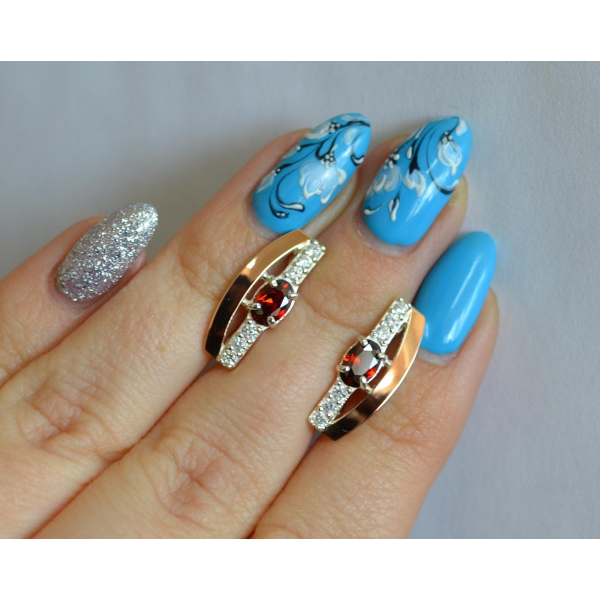 Серебряные серьги с золотыми накладками (021с)