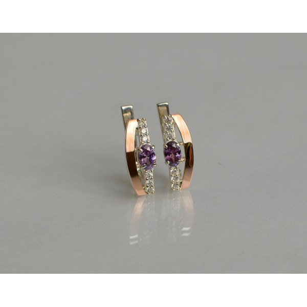 Серебряные серьги с золотыми накладками (021с)