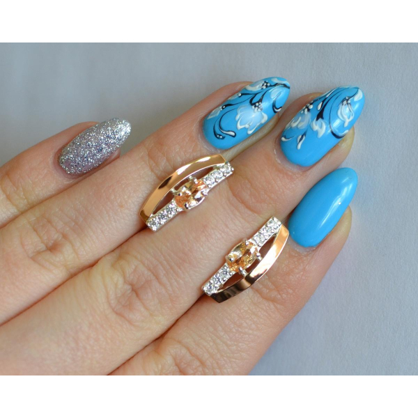 Серебряные серьги с золотыми накладками (021с)