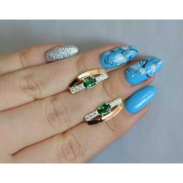 Серебряные серьги с золотыми накладками (021с)