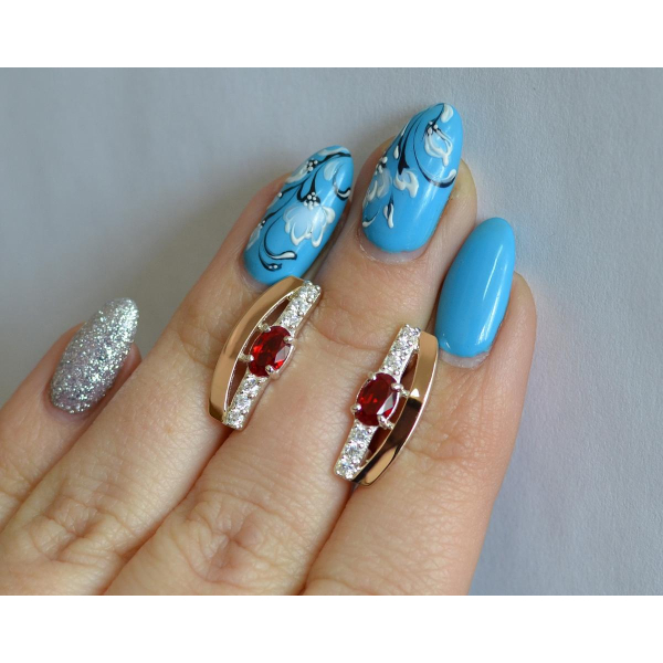 Серебряные серьги с золотыми накладками (021с)