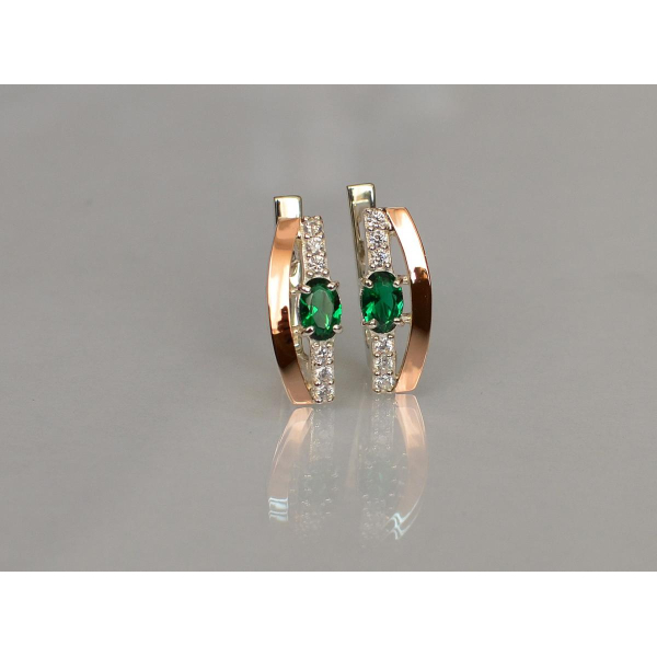 Серебряные серьги с золотыми накладками (021с)