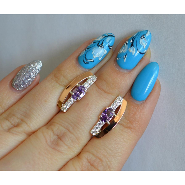 Серебряные серьги с золотыми накладками (021с)