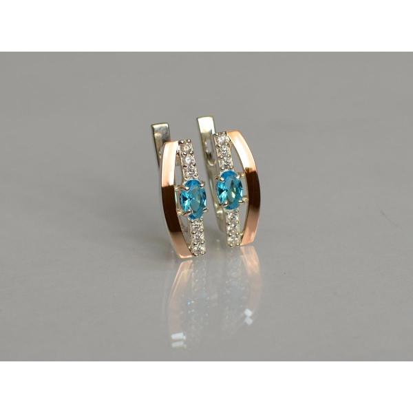 Серебряные серьги с золотыми накладками (021с)