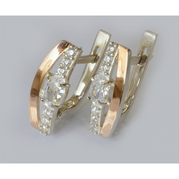 Серебряные серьги с золотыми накладками (021с)