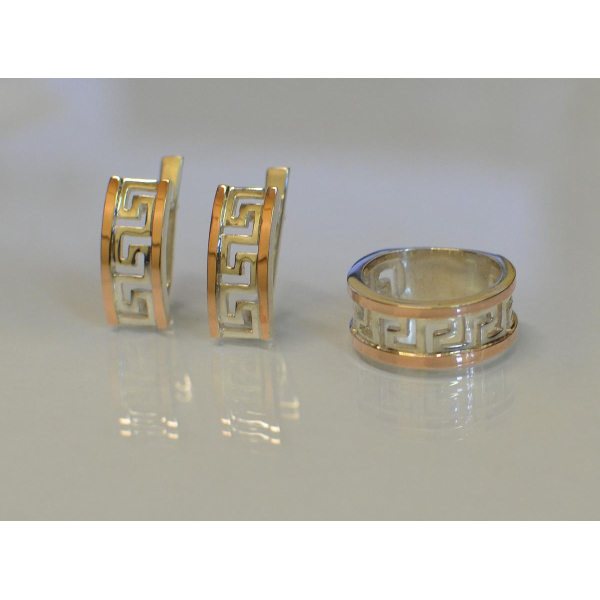 Серебряный гарнитур с накладками из золота (022)