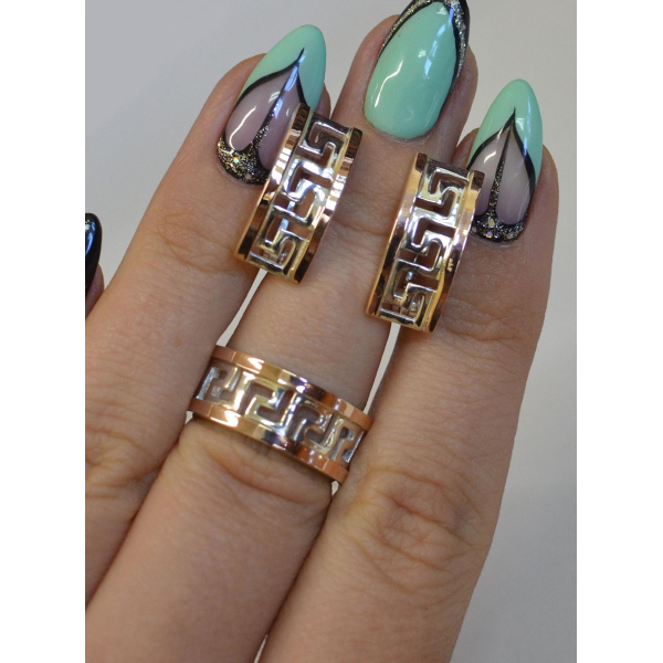 Серебряный гарнитур с накладками из золота (022)