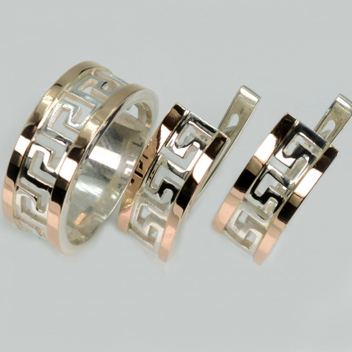 Серебряный гарнитур с накладками из золота (022)