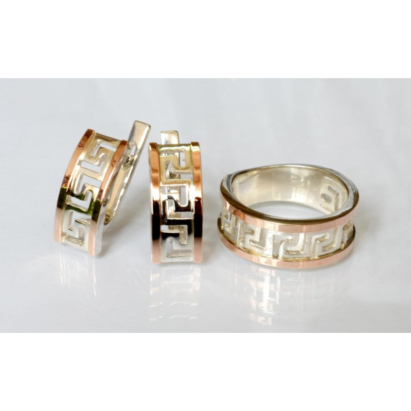 Серебряный гарнитур с накладками из золота (022)