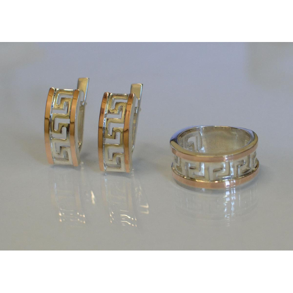 Серебряный гарнитур с накладками из золота (022)