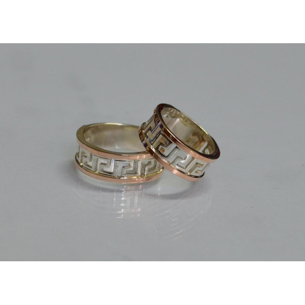 Серебряное кольцо с напайками из золота (022к)