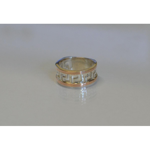 Серебряное кольцо с напайками из золота (022к)